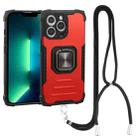 For iPhone 13 Pro Max Lanyard Aluminum TPU Case (Red) - 1