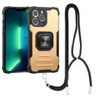 For iPhone 13 Pro Max Lanyard Aluminum TPU Case (Gold) - 1