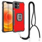 For iPhone 12 mini Lanyard Aluminum TPU Case (Red) - 1
