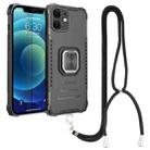 For iPhone 12 Lanyard Aluminum TPU Case(Black) - 1