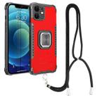 For iPhone 12 Lanyard Aluminum TPU Case(Red) - 1