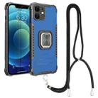 For iPhone 12 Lanyard Aluminum TPU Case(Blue) - 1