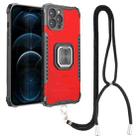 For iPhone 12 Pro Lanyard Aluminum TPU Case(Red) - 1