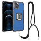 For iPhone 12 Pro Lanyard Aluminum TPU Case(Blue) - 1