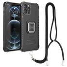 For iPhone 12 Pro Max Lanyard Aluminum TPU Case(Black) - 1