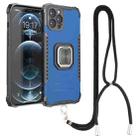 For iPhone 12 Pro Max Lanyard Aluminum TPU Case(Blue) - 1