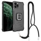 For iPhone 11 Pro Max Lanyard Aluminum TPU Case (Black) - 1