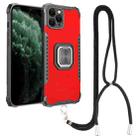 For iPhone 11 Pro Max Lanyard Aluminum TPU Case (Red) - 1