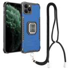 For iPhone 11 Pro Max Lanyard Aluminum TPU Case (Blue) - 1