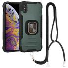 For iPhone X / XS Lanyard Aluminum TPU Case(Green) - 1