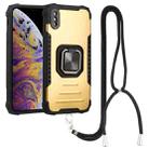 For iPhone X / XS Lanyard Aluminum TPU Case(Gold) - 1