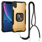 For iPhone XR Lanyard Aluminum TPU Case(Gold) - 1