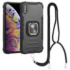 For iPhone XS Max Lanyard Aluminum TPU Case(Black) - 1