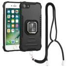 For iPhone SE 2022 / SE 2020 / 8 / 7 Lanyard Aluminum TPU Case(Black) - 1