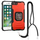 For iPhone SE 2022 / SE 2020 / 8 / 7 Lanyard Aluminum TPU Case(Red) - 1