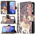 For Xiaomi Redmi Note 11 5G Colored Drawing Pattern Zipper Leather Phone Case(Flower Elephants) - 1