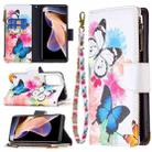 For Xiaomi Redmi Note 11 Pro / 11 Pro+ Colored Drawing Pattern Zipper Leather Phone Case(Two Butterflies) - 1