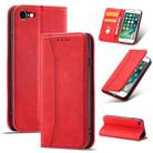 For iPhone SE 2022 / SE 2020 / 8 / 7 Magnetic Dual-fold Leather Case(Red) - 1