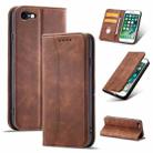 For iPhone SE 2022 / SE 2020 / 8 / 7 Magnetic Dual-fold Leather Case(Coffee) - 1