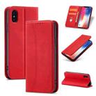 For iPhone X / XS Magnetic Dual-fold Leather Case(Red) - 1
