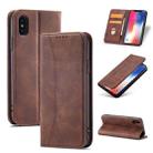 For iPhone X / XS Magnetic Dual-fold Leather Case(Coffee) - 1