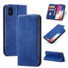 For iPhone X / XS Magnetic Dual-fold Leather Case(Blue) - 1