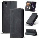 For iPhone XR Magnetic Dual-fold Leather Case(Black) - 1