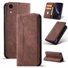 For iPhone XR Magnetic Dual-fold Leather Case(Coffee) - 1