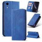 For iPhone XR Magnetic Dual-fold Leather Case(Blue) - 1