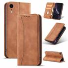 For iPhone XR Magnetic Dual-fold Leather Case(Brown) - 1