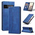 For Google Pixel 6 Pro Magnetic Dual-fold Leather Phone Case(Blue) - 1