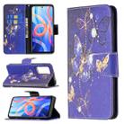 For Xiaomi Redmi Note 11 5G Colored Drawing Leather Phone Case(Purple Butterfly) - 1