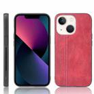 For iPhone 13 mini Sewing Cow Leather Soft PC Case (Red) - 1
