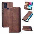 For Motorola Moto G60S Magnetic Dual-fold Leather Phone Case(Coffee) - 1