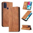 For Motorola Moto G60S Magnetic Dual-fold Leather Phone Case(Brown) - 1