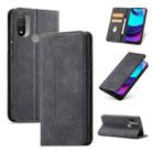 For Motorola Moto E20 / E30 Magnetic Dual-fold Leather Phone Case(Black) - 1
