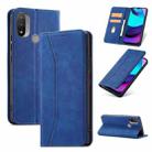 For Motorola Moto E20 / E30 Magnetic Dual-fold Leather Phone Case(Blue) - 1