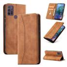 For Motorola Moto G10 / G20 Magnetic Dual-fold Leather Phone Case(Brown) - 1