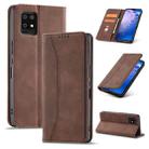 For Sharp Aquos Zero 6 Magnetic Dual-fold Leather Phone Case(Coffee) - 1