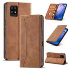 For Sharp Aquos Zero 6 Magnetic Dual-fold Leather Phone Case(Brown) - 1