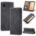 For Sharp Aquos Sense 3 Magnetic Dual-fold Leather Phone Case(Black) - 1