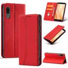 For Sharp Aquos Sense 3 Magnetic Dual-fold Leather Phone Case(Red) - 1