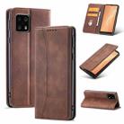 For Sharp Aquos Sense 4 5G Magnetic Dual-fold Leather Phone Case(Coffee) - 1