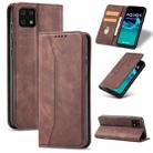 For Sharp Aquos Sense 6 Magnetic Dual-fold Leather Phone Case(Coffee) - 1