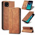 For Sharp Aquos Sense 6 Magnetic Dual-fold Leather Phone Case(Brown) - 1