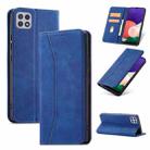 For Samsung Galaxy A22 5G Magnetic Dual-fold Leather Phone Case(Blue) - 1