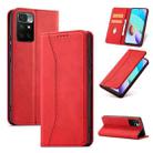 For Xiaomi Redmi 10 Magnetic Dual-fold Leather Phone Case(Red) - 1