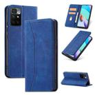 For Xiaomi Redmi 10 Magnetic Dual-fold Leather Phone Case(Blue) - 1