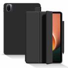 For Xiaomi Pad 5 / Pad 5 Pro Skin Feel Matte Honeycomb Leather Tablet Case with Tri-fold Bracket(Black) - 1