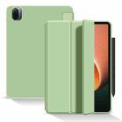 For Xiaomi Pad 5 / Pad 5 Pro Skin Feel Matte Honeycomb Leather Tablet Case with Tri-fold Bracket(Light Green) - 1